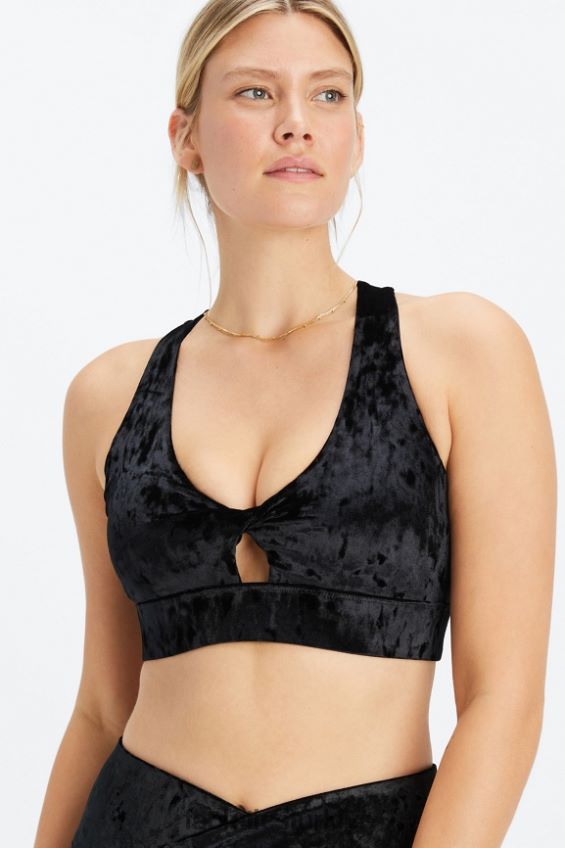 tr Fabletics kadınlar oasis ezilmiş kadife kıvrımlı spor sutyeni siyah 40R06B1527