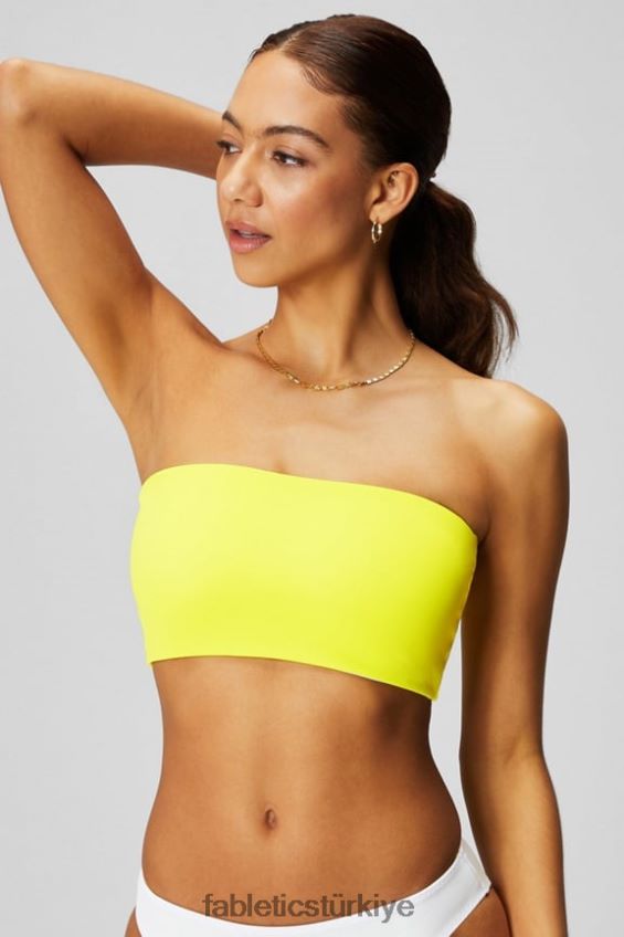tr Fabletics kadınlar çok giyimli bandeau yüzücü üstü ekşi limon/klasik beyaz 40R06B1505