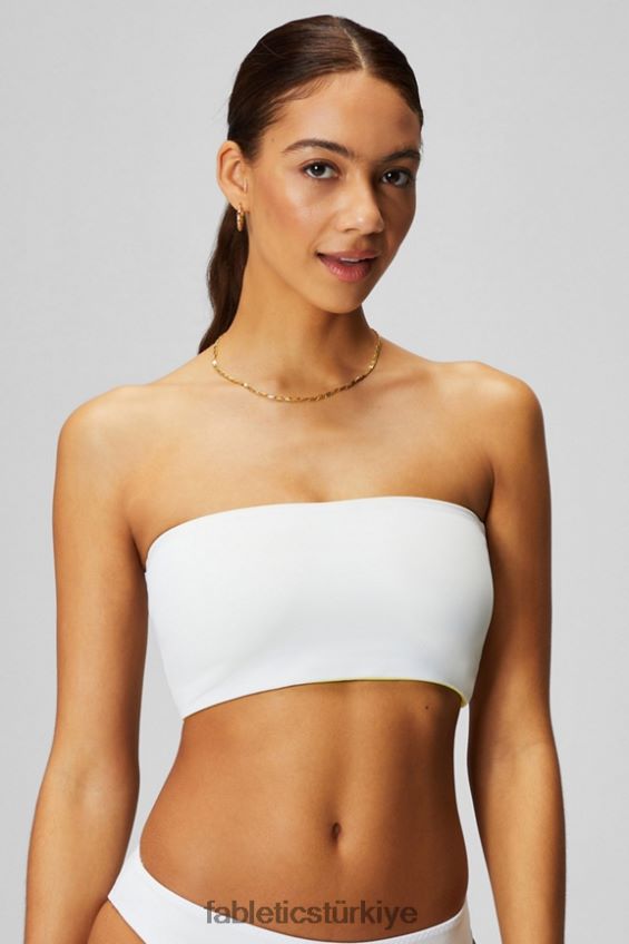 tr Fabletics kadınlar çok giyimli bandeau yüzücü üstü ekşi limon/klasik beyaz 40R06B1505