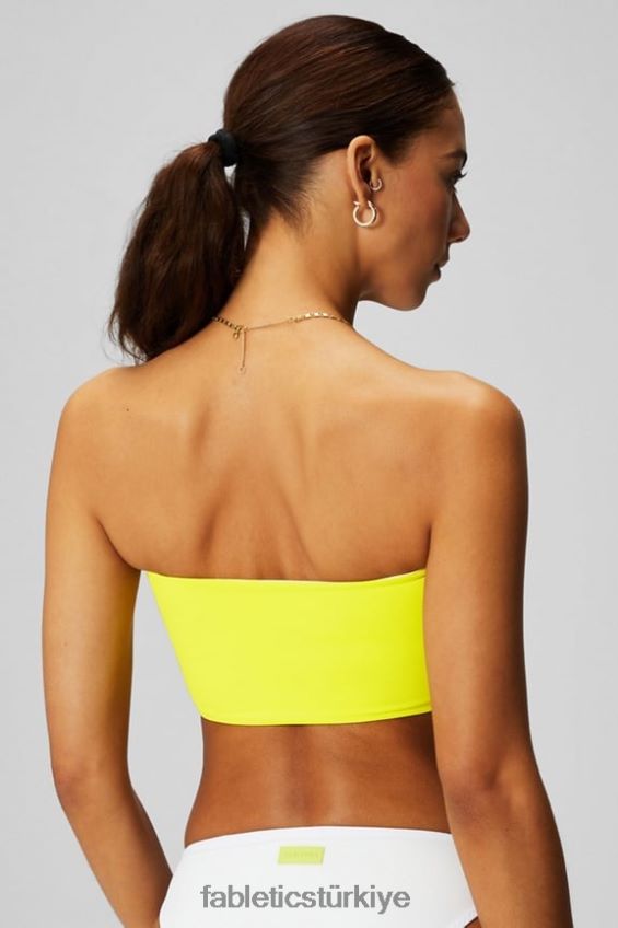 tr Fabletics kadınlar çok giyimli bandeau yüzücü üstü ekşi limon/klasik beyaz 40R06B1505