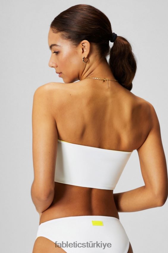 tr Fabletics kadınlar çok giyimli bandeau yüzücü üstü ekşi limon/klasik beyaz 40R06B1505