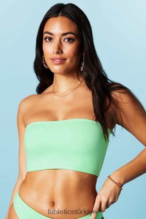 tr Fabletics kadınlar çok giyimli bandeau yüzücü üstü şekerli kireç/hiper çim 40R06B1506