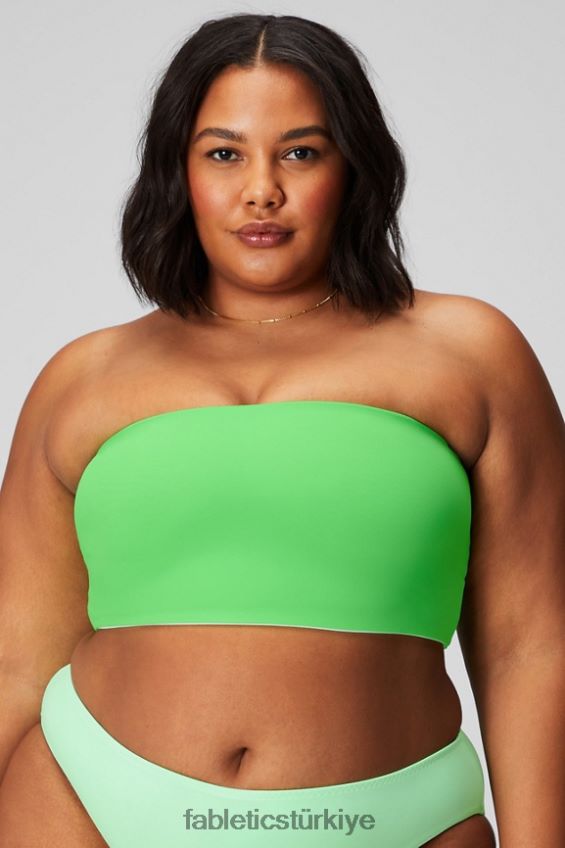 tr Fabletics kadınlar çok giyimli bandeau yüzücü üstü şekerli kireç/hiper çim 40R06B1507