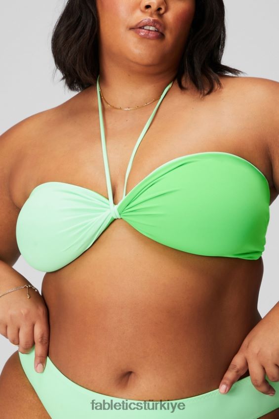 tr Fabletics kadınlar çok giyimli bandeau yüzücü üstü şekerli kireç/hiper çim 40R06B1507