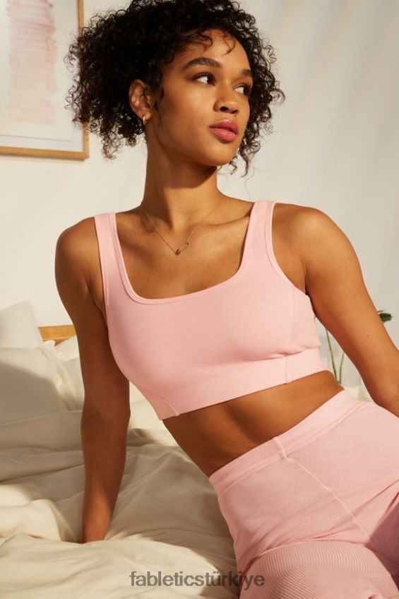 tr Fabletics kadınlar restoreknit arkası açık bralet pembe toz funda 40R06B1548