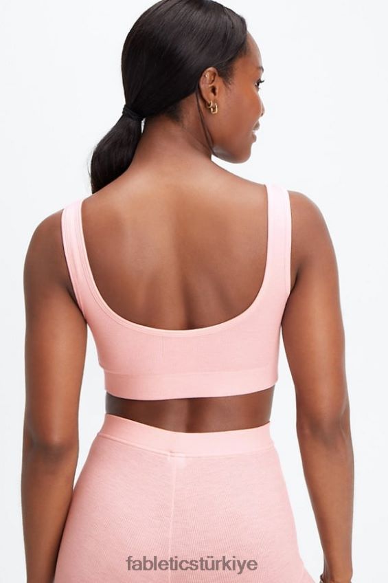 tr Fabletics kadınlar restoreknit arkası açık bralet pembe toz funda 40R06B1548