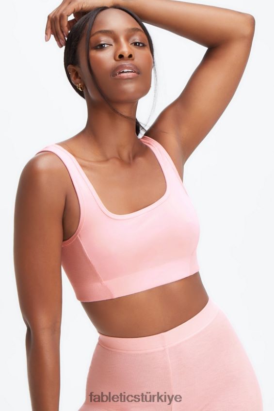 tr Fabletics kadınlar restoreknit arkası açık bralet pembe toz funda 40R06B1548