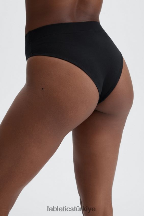 tr Fabletics kadınlar yüksek belli pamuklu spandeks külot siyah 40R06B2902