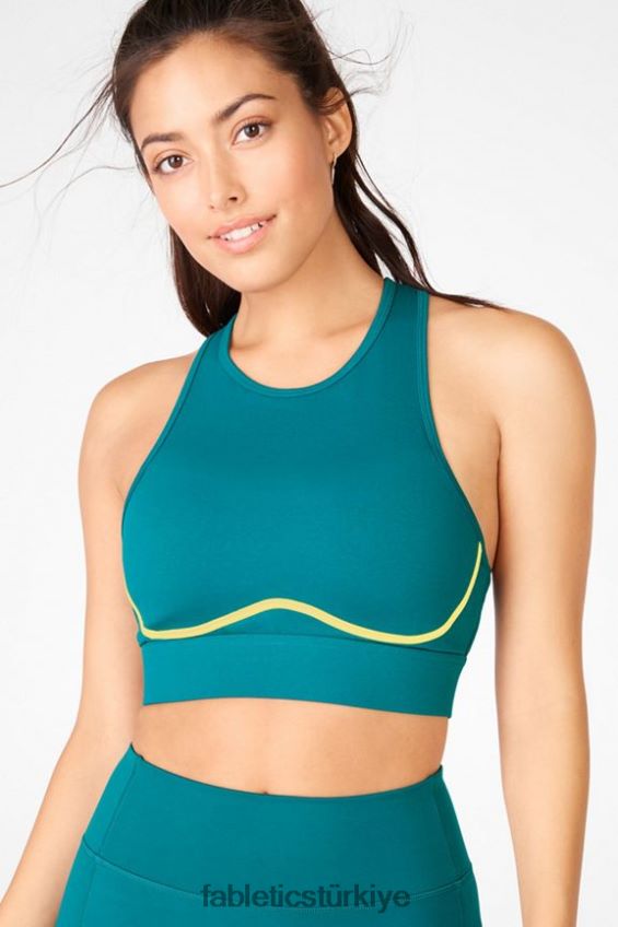 tr Fabletics kadınlar Blare çapraz sırtlı orta etkili spor sutyeni fiyort/limonata 40R06B1886