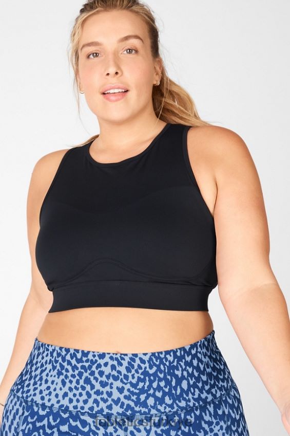 tr Fabletics kadınlar Blare çapraz sırtlı orta etkili spor sutyeni siyah 40R06B1888