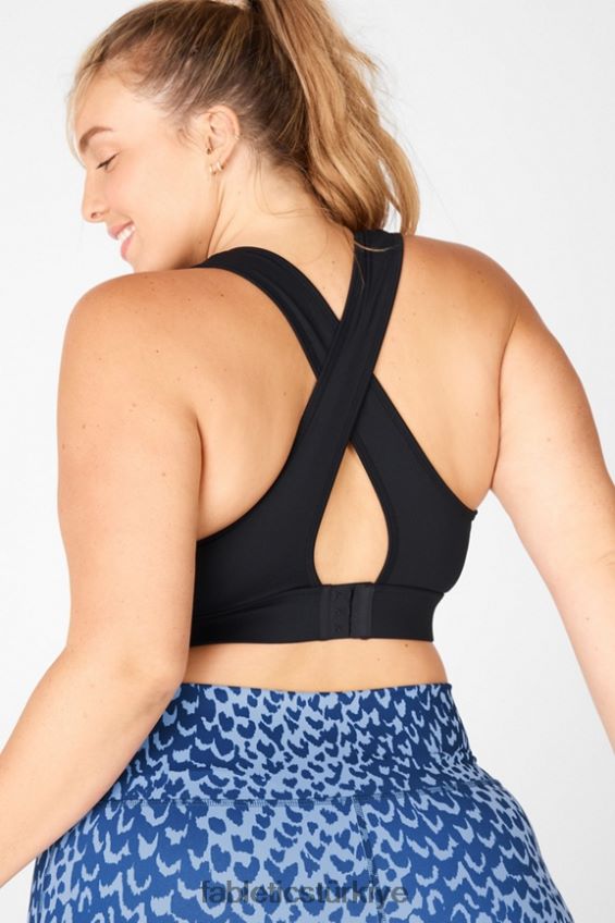 tr Fabletics kadınlar Blare çapraz sırtlı orta etkili spor sutyeni siyah 40R06B1888