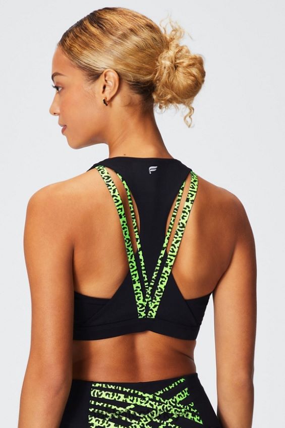 tr Fabletics kadınlar boost orta etkili spor sutyeni 119 siyah/vurgulayıcı dalgalı çita 40R06B1780