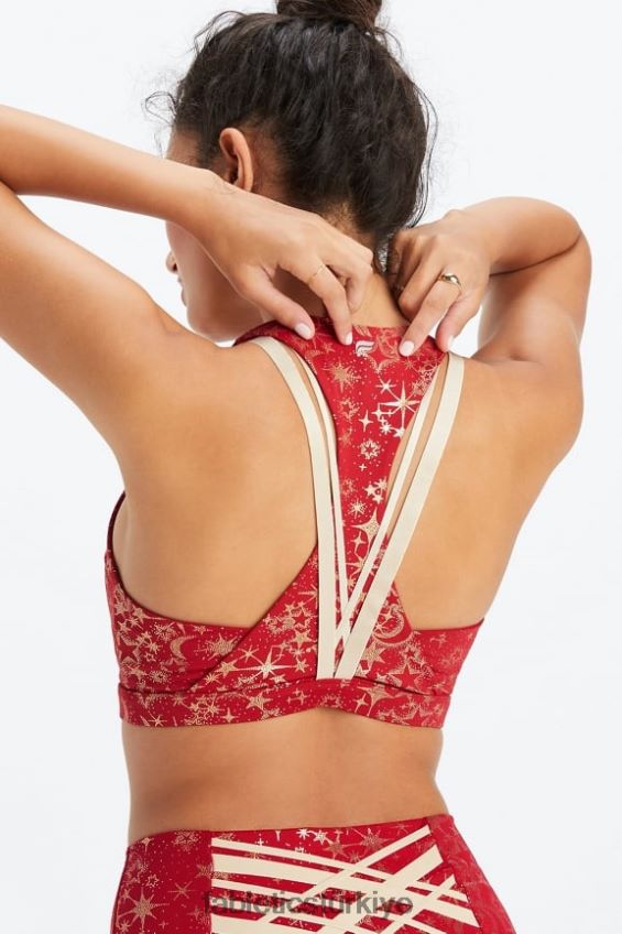 tr Fabletics kadınlar boost orta etkili spor sutyeni 120 koyu kırmızı folyo yıldız tozu/altın 40R06B1783