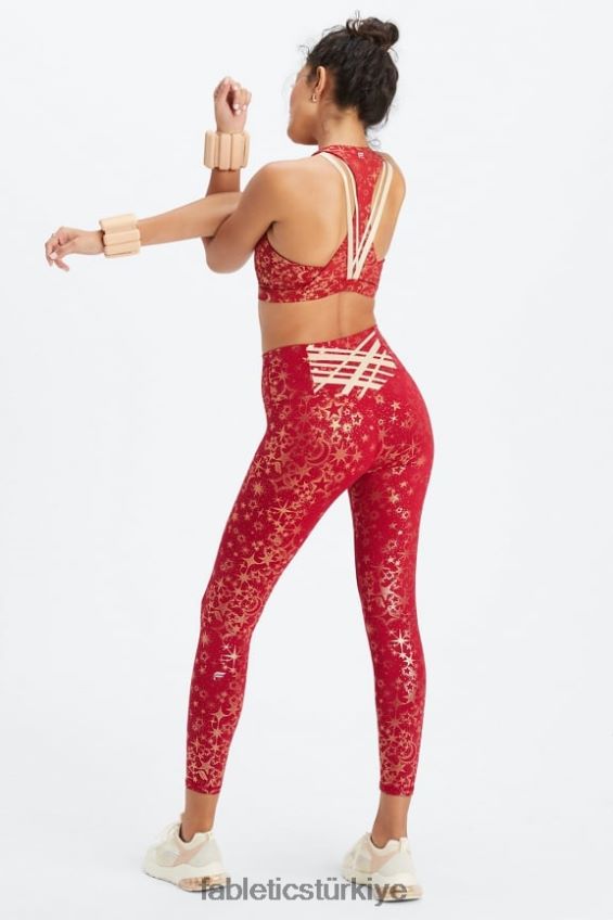 tr Fabletics kadınlar boost orta etkili spor sutyeni 120 koyu kırmızı folyo yıldız tozu/altın 40R06B1783