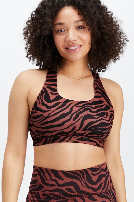 tr Fabletics kadınlar boost orta etkili spor sutyeni 122 maun zebra desenli/siyah 40R06B1792