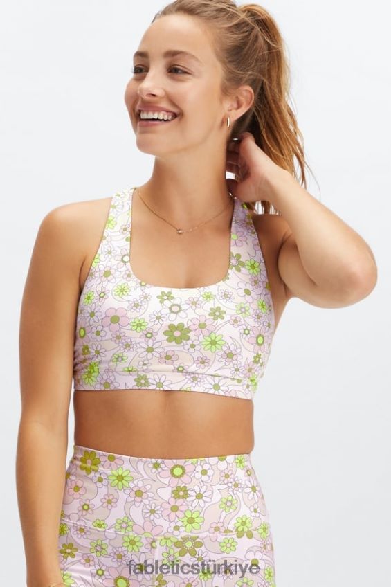tr Fabletics kadınlar boost orta etkili spor sutyeni 122 retro çiçekli/peri 40R06B1793