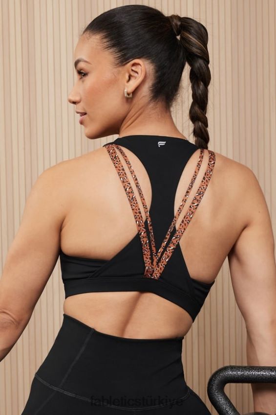 tr Fabletics kadınlar boost orta etkili spor sutyeni 122 siyah/yanmış hardal dalgalı aslan 40R06B1794