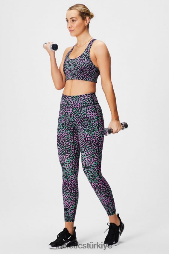 tr Fabletics kadınlar hareket halinde orta etkili spor sutyeni 112 çimen yeşili safari lekeleri/siyah 40R06B1740