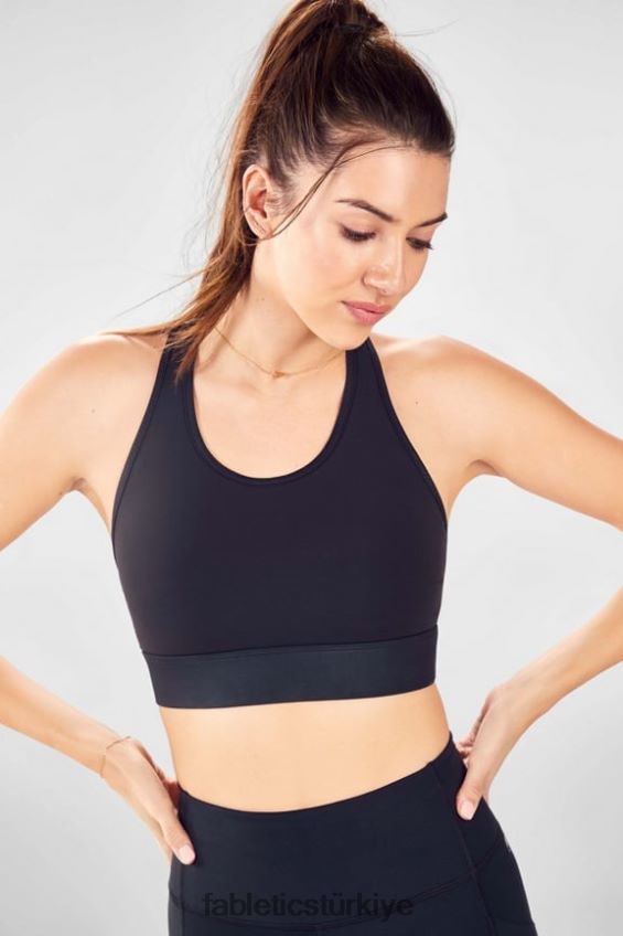 tr Fabletics kadınlar hareket halinde orta etkili spor sutyeni 116 siyah parlaklık 40R06B1763