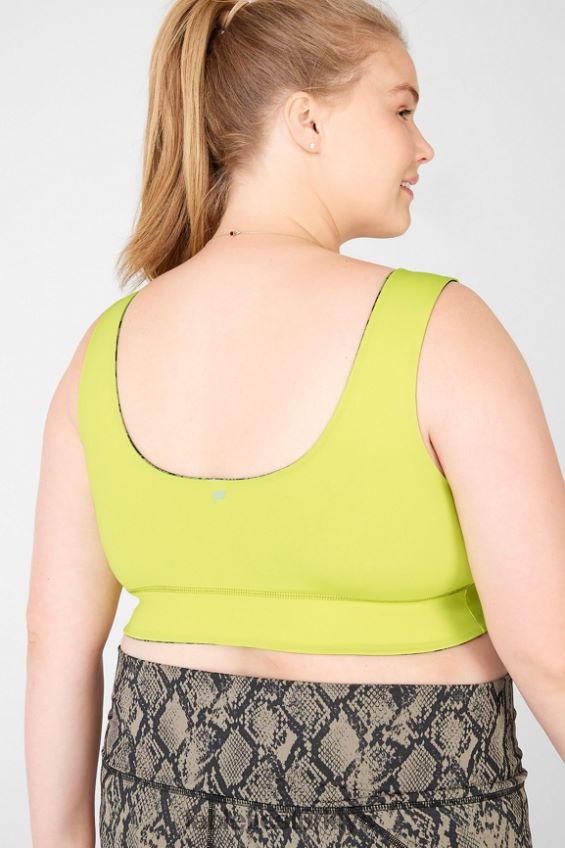 tr Fabletics kadınlar harlow ters çevrilebilir orta etkili spor sutyeni yeşil sürüngen/yaprak 40R06B1877