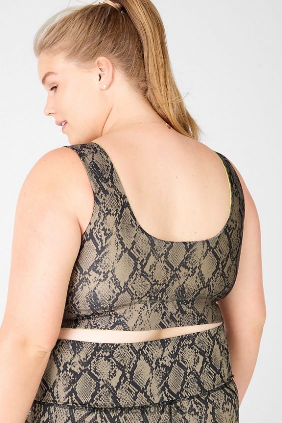 tr Fabletics kadınlar harlow ters çevrilebilir orta etkili spor sutyeni yeşil sürüngen/yaprak 40R06B1877