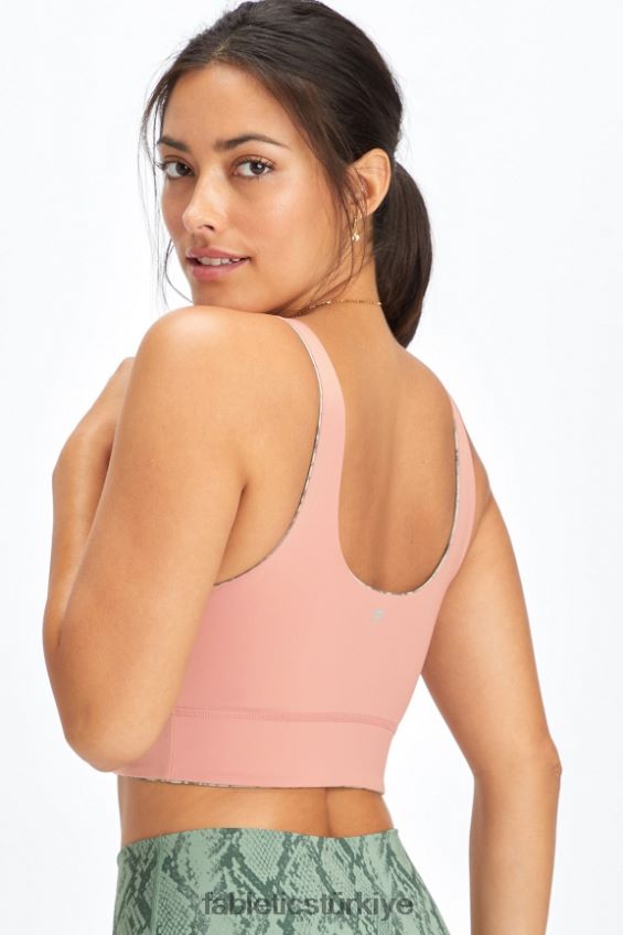 tr Fabletics kadınlar harlyn midi orta etkili spor sutyeni kaktüs yılanı/pembe kanyon 40R06B1851