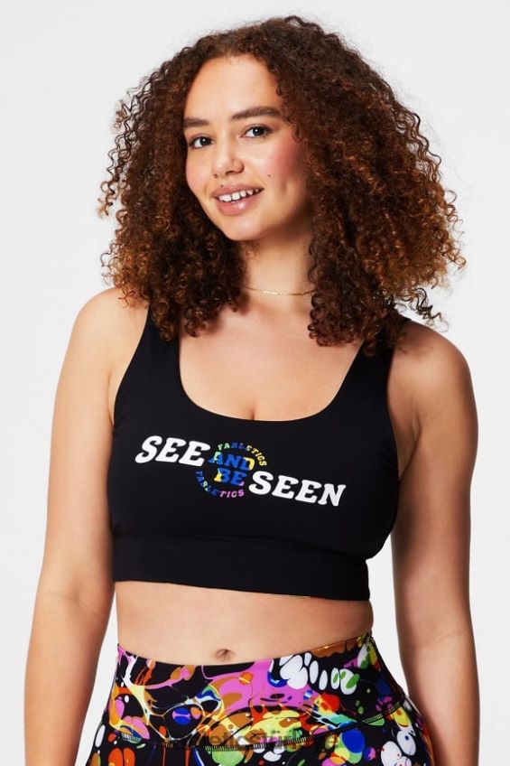 tr Fabletics kadınlar harlyn midi orta etkili spor sutyeni siyah sürekli değişen/siyah 40R06B1849