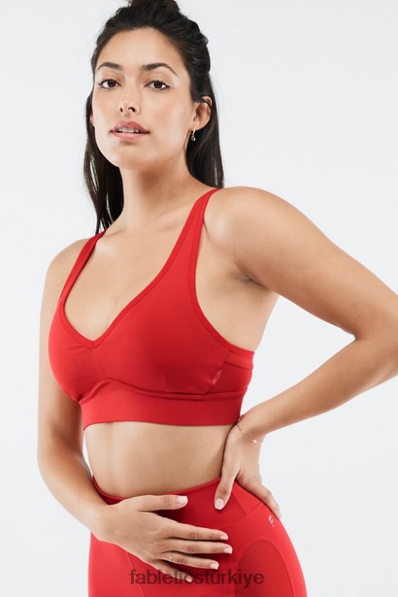 tr Fabletics kadınlar khloe orta etkili spor sutyeni kırmızı elma 40R06B1893