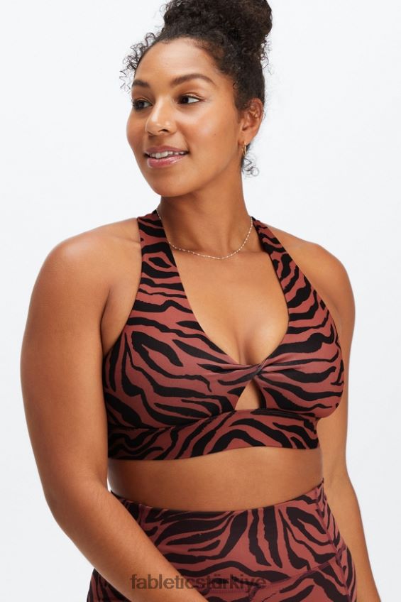 tr Fabletics kadınlar oasis twist sporcu sütyeni 109 maun zebra vuruşu 40R06B1720