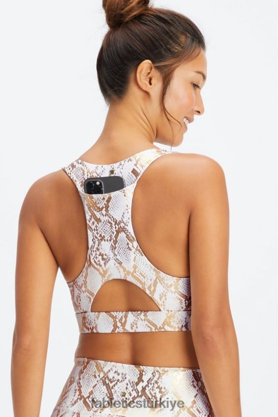 tr Fabletics kadınlar on-the-go midi orta etkili spor sutyeni 128 bakır folyo yılan 40R06B1827