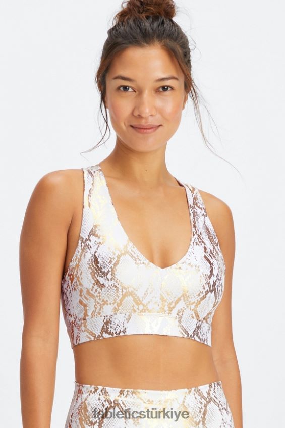 tr Fabletics kadınlar on-the-go midi orta etkili spor sutyeni 128 bakır folyo yılan 40R06B1827