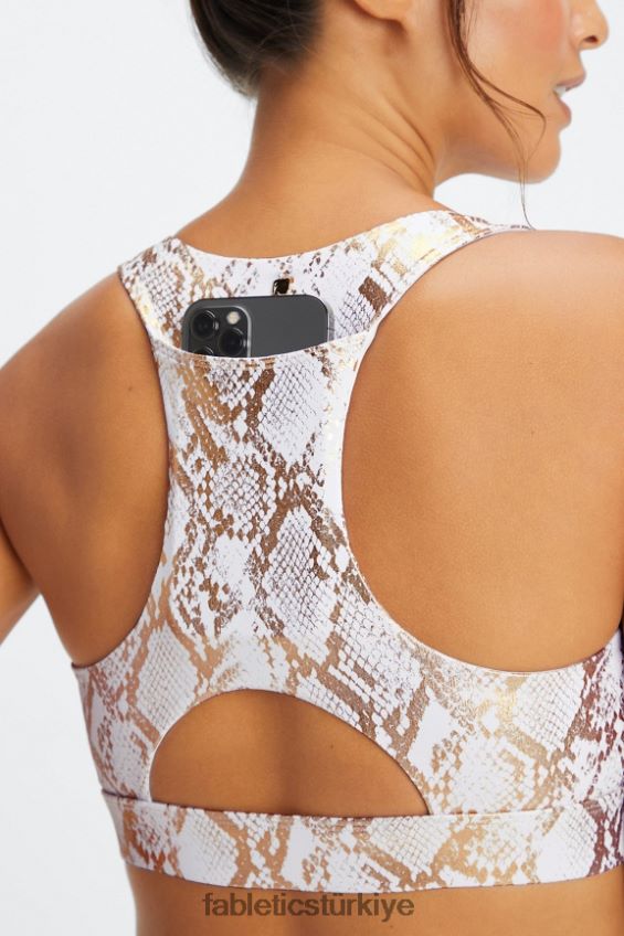 tr Fabletics kadınlar on-the-go midi orta etkili spor sutyeni 128 bakır folyo yılan 40R06B1827