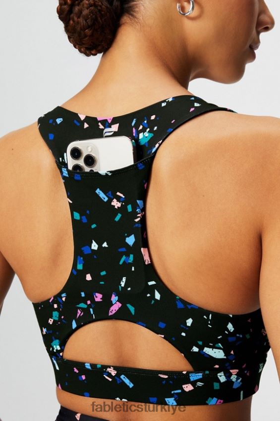 tr Fabletics kadınlar on-the-go midi orta etkili spor sutyeni 128 siyah mozaik 40R06B1825