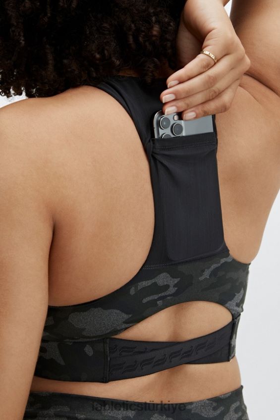 tr Fabletics kadınlar on-the-go midi orta etkili spor sutyeni 130 kömür kamuflajı/siyah logo 40R06B1835