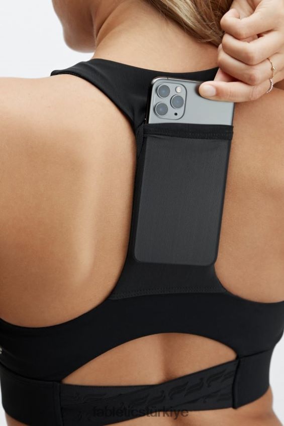 tr Fabletics kadınlar on-the-go midi orta etkili spor sutyeni 130 siyah logo 40R06B1836