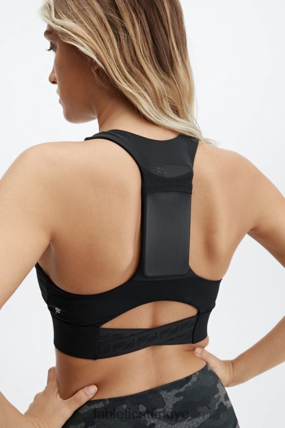 tr Fabletics kadınlar on-the-go midi orta etkili spor sutyeni 130 siyah logo 40R06B1836