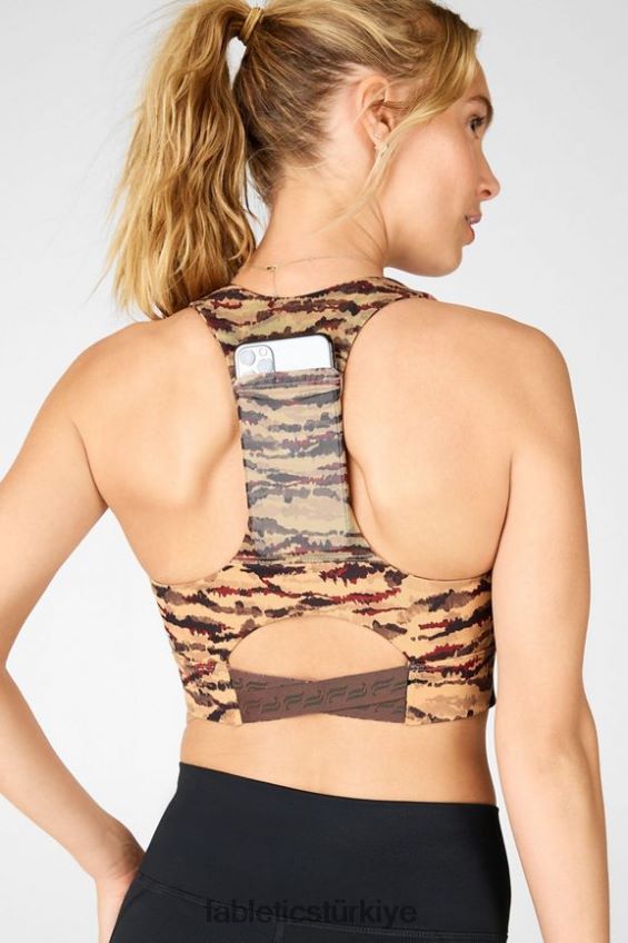 tr Fabletics kadınlar on-the-go midi orta etkili spor sutyeni 131 kakao kaplanı/kakao logosu 40R06B1842
