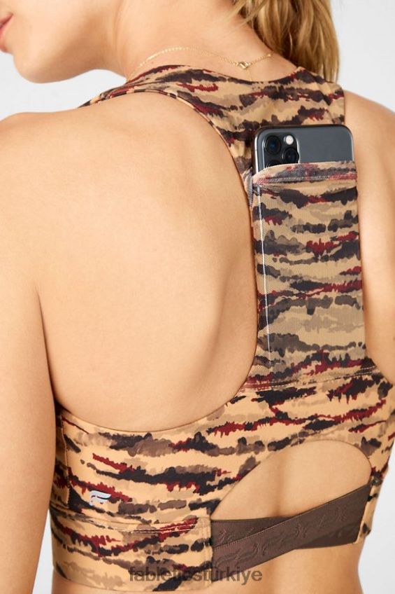tr Fabletics kadınlar on-the-go midi orta etkili spor sutyeni 131 kakao kaplanı/kakao logosu 40R06B1842