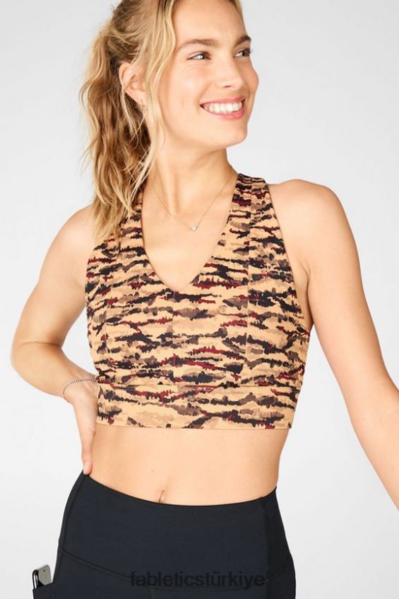 tr Fabletics kadınlar on-the-go midi orta etkili spor sutyeni 131 kakao kaplanı/kakao logosu 40R06B1842