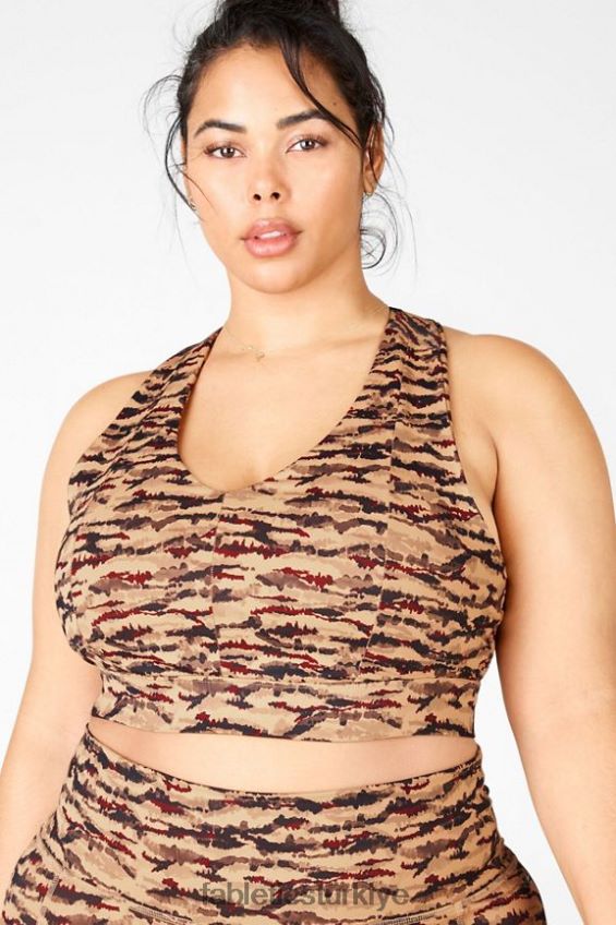 tr Fabletics kadınlar on-the-go midi orta etkili spor sutyeni 131 kakao kaplanı/kakao logosu 40R06B1843