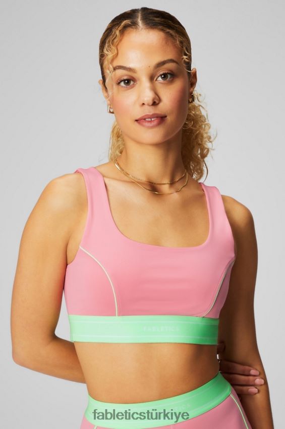 tr Fabletics kadınlar orta etkili borulu spor sutyeni allık allık/şekerli limon 40R06B1815