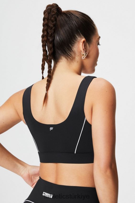 tr Fabletics kadınlar orta etkili borulu spor sutyeni siyah/klasik beyaz 40R06B1844