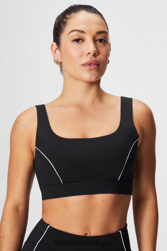 tr Fabletics kadınlar orta etkili borulu spor sutyeni siyah/klasik beyaz 40R06B1844