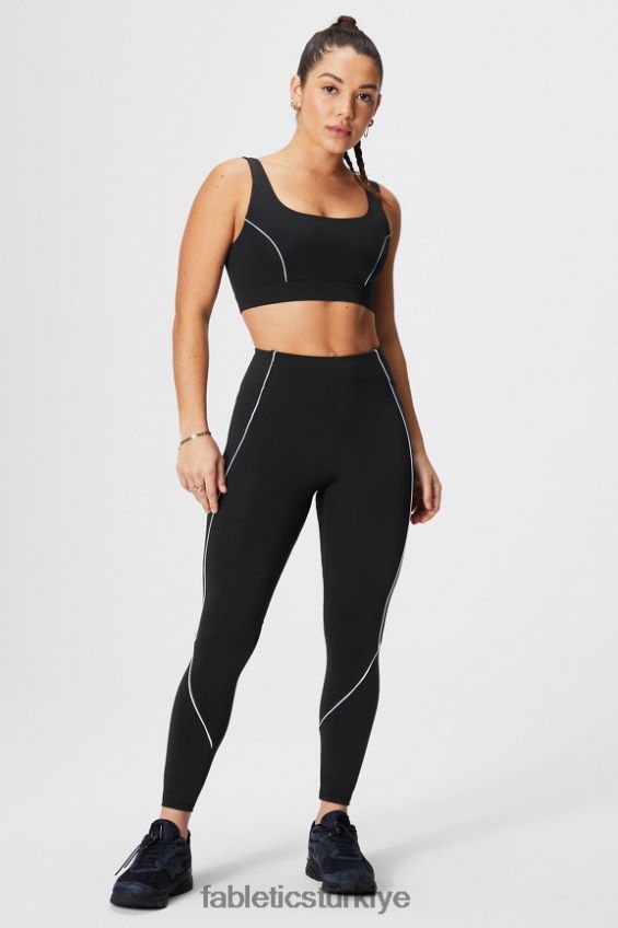 tr Fabletics kadınlar orta etkili borulu spor sutyeni siyah/klasik beyaz 40R06B1844