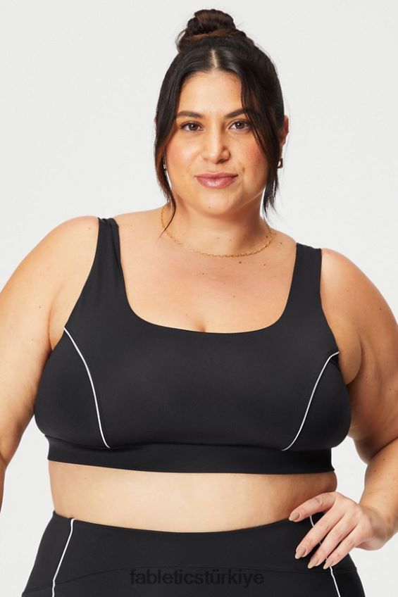 tr Fabletics kadınlar orta etkili borulu spor sutyeni siyah/klasik beyaz 40R06B1845