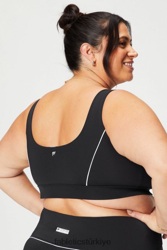 tr Fabletics kadınlar orta etkili borulu spor sutyeni siyah/klasik beyaz 40R06B1845
