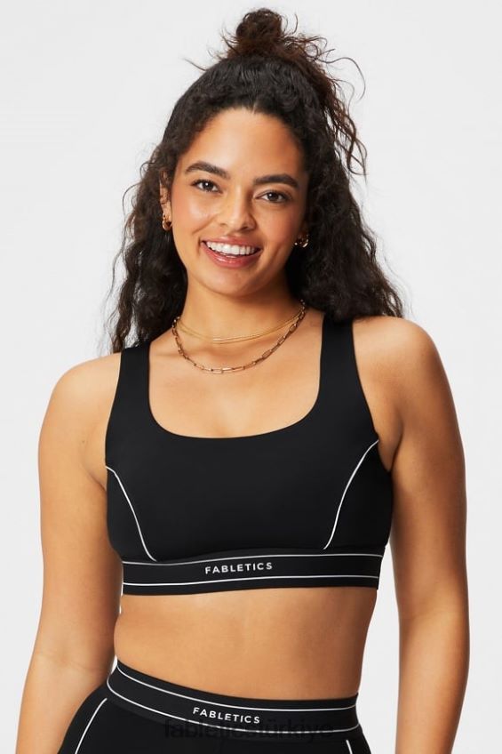 tr Fabletics kadınlar orta etkili borulu spor sutyeni siyah/klasik beyaz logo 40R06B1816