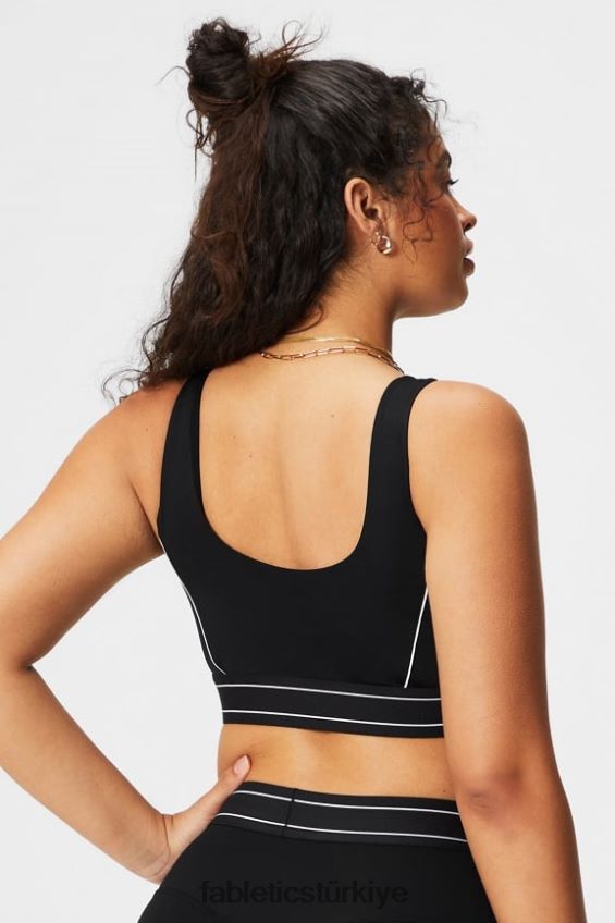 tr Fabletics kadınlar orta etkili borulu spor sutyeni siyah/klasik beyaz logo 40R06B1816