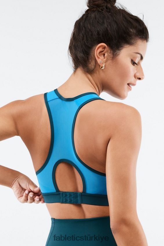tr Fabletics kadınlar blare fermuarlı ön yüksek etkili spor sutyeni gece yarısı dalgası/atlantis 40R06B1426