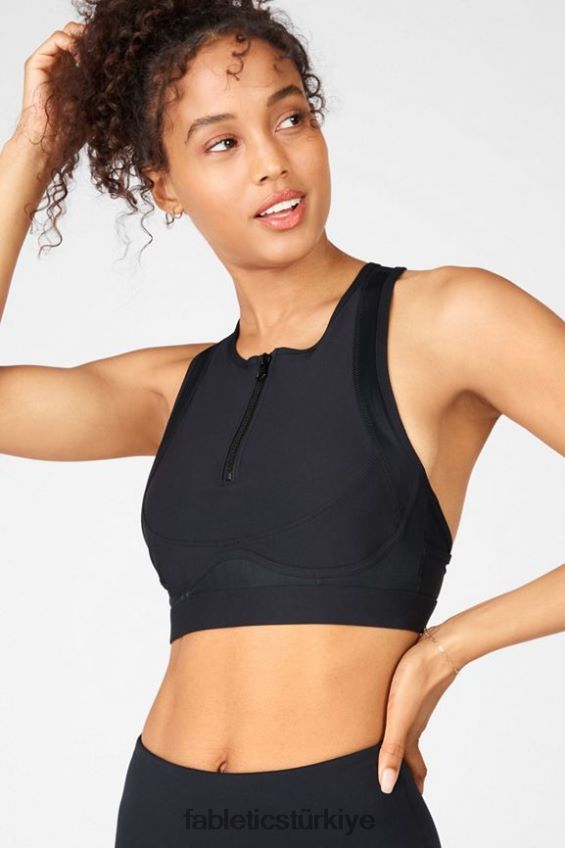 tr Fabletics kadınlar blare fermuarlı ön yüksek etkili spor sutyeni siyah 40R06B1427